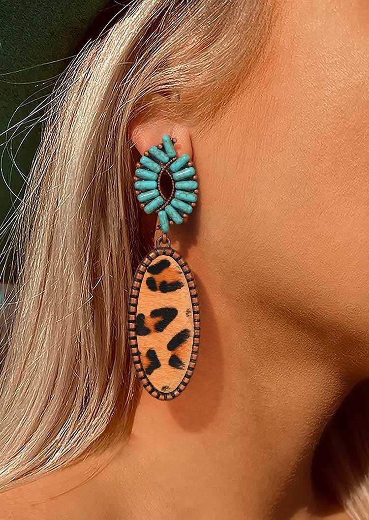 Buy Leopard Turquoise Alloy Earrings. Picture