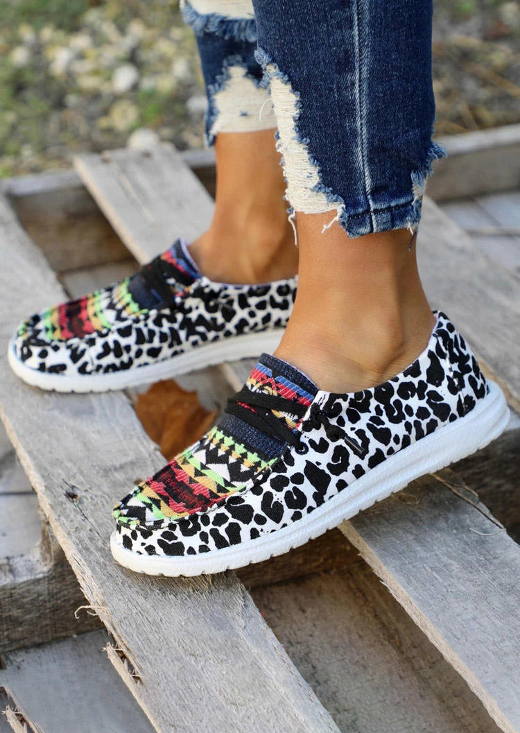 

Western Leopard Lace Up Sneakers, Multicolor, 526379