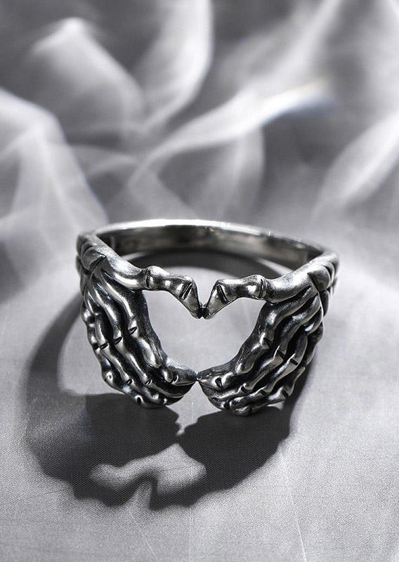 

Skeleton Hand Heart Ring, Silver, 526398