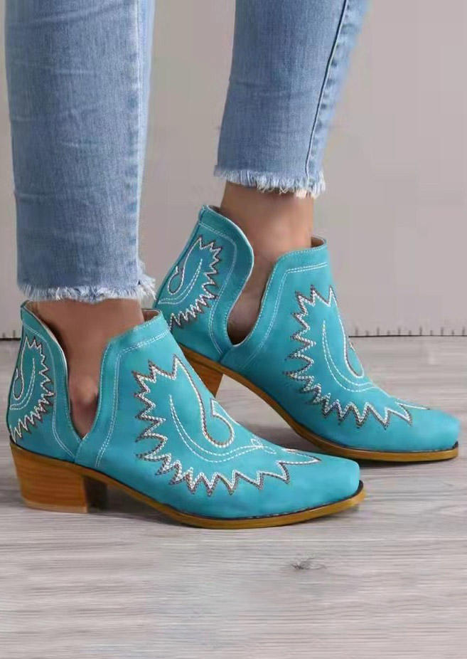 

Western Geometric Square Toe Boots - Cyan, 526412