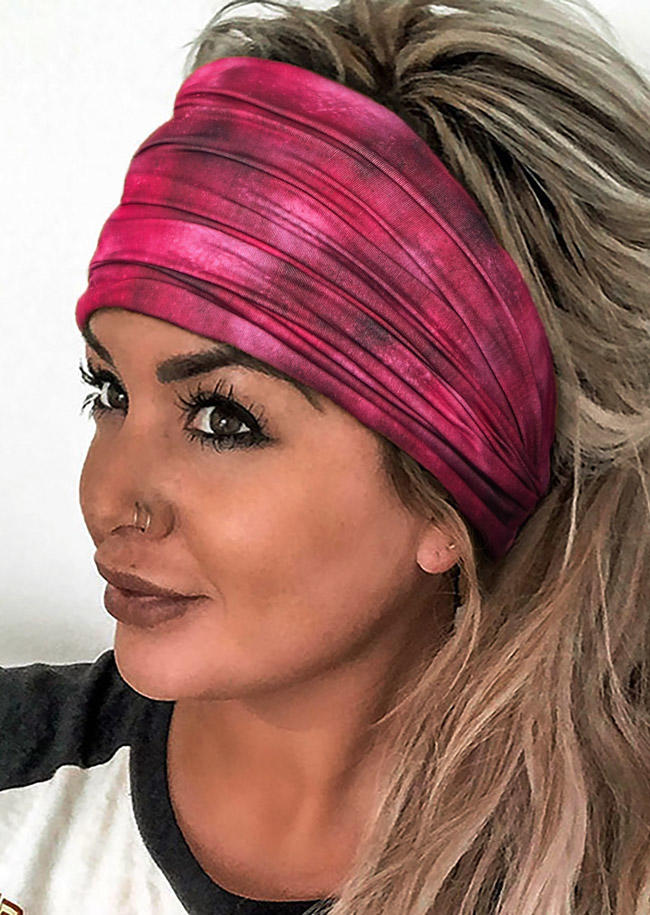 

Tie Dye Yoga Sport Wide Headband, Plum, 526466