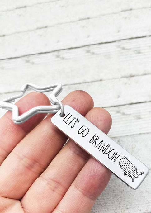 

Let's Go Brandon Hollow Out Star Keychain, Silver, 526614