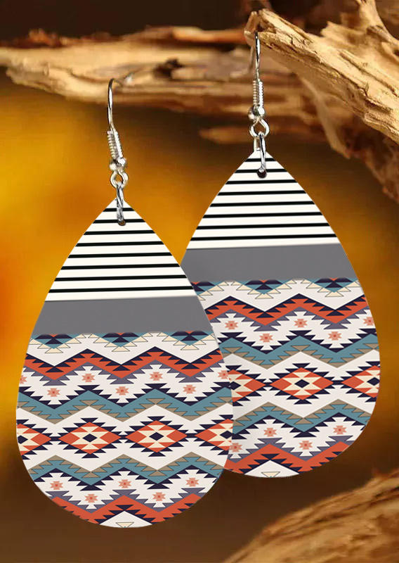 

Aztec Geometric Striped Earrings, Multicolor, 526753