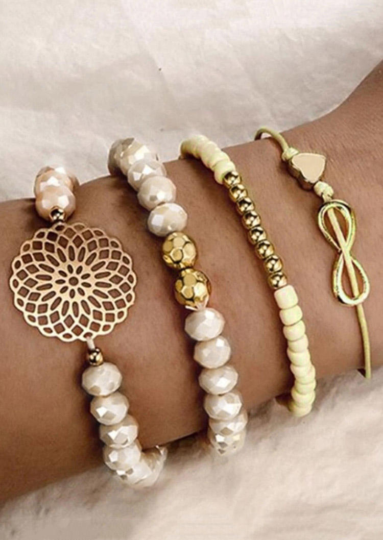 

4Pcs Infinite Heart Beading Bracelet Set, Gold, 526476