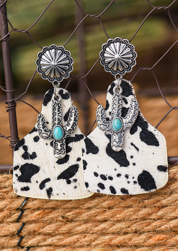 

Cow Cactus Turquoise Earrings, Multicolor, 526638