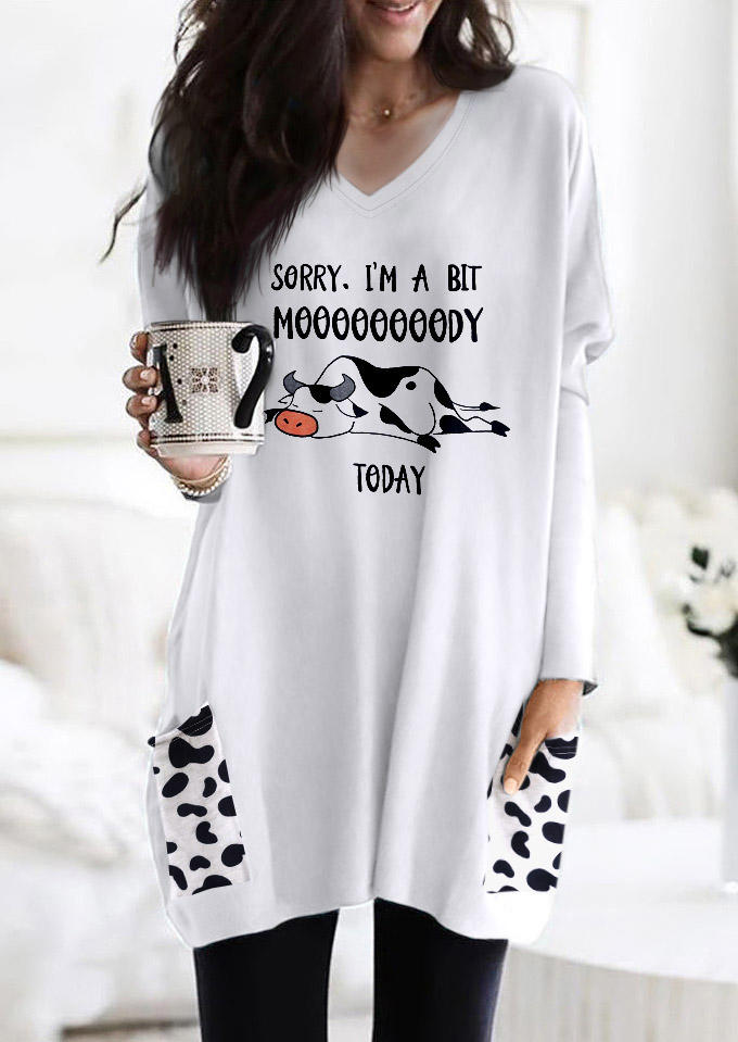 

Cow Moooooooody Pocket Mini Dress - White, 526846