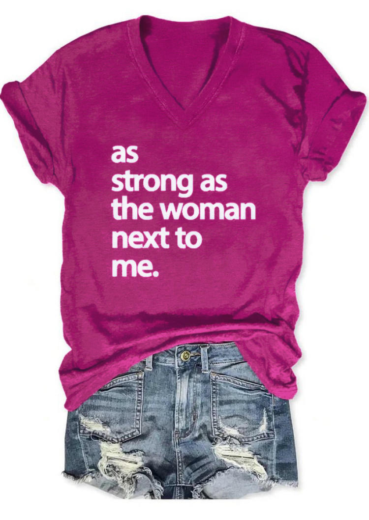 As Strong As The Woman Next To Me V-Neck T-Shirt Tee - Purple