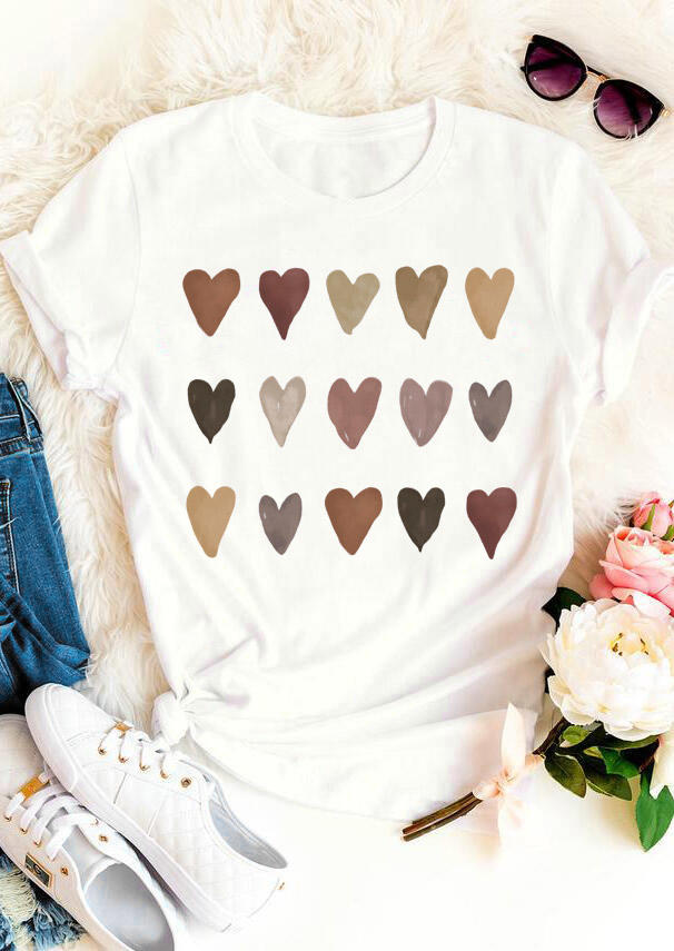 

Love Heart T-Shirt Tee - White, 526257