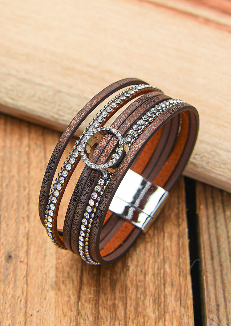 

Bohemian Rhinestone Magnetic Buckle Bracelet, Brown, 526569