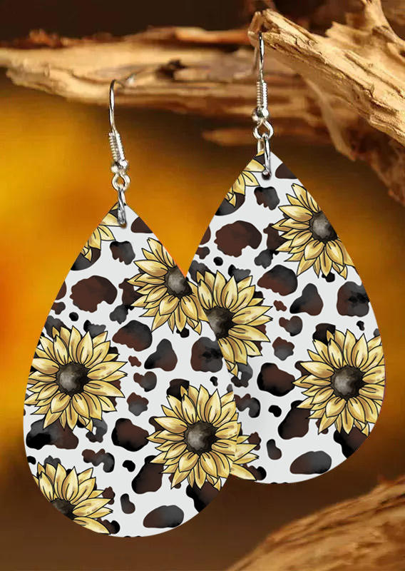 

Sunflower Cow Water Drop Earrings, Multicolor, 526751