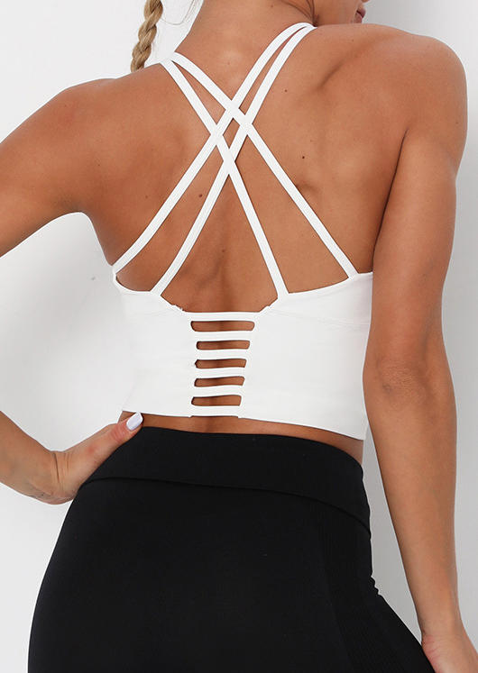 

Open Back Criss-Cross Crop Camisole Top - White, 526864