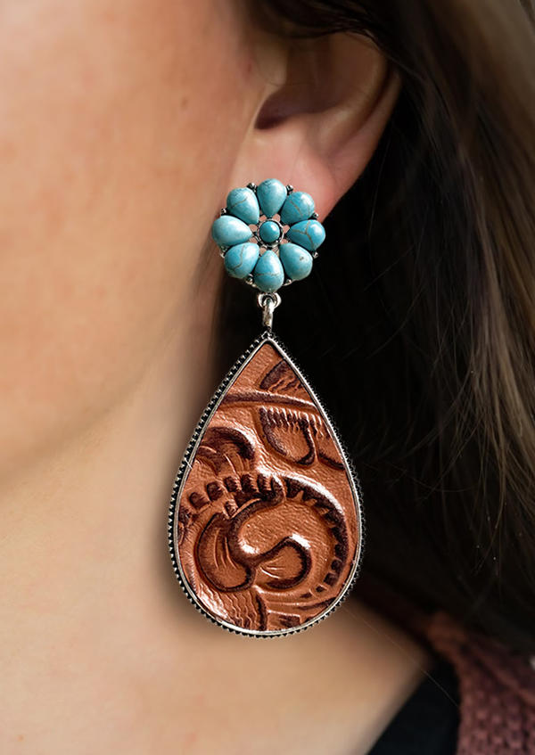 Buy Western Turquoise Alloy Earrings. Picture