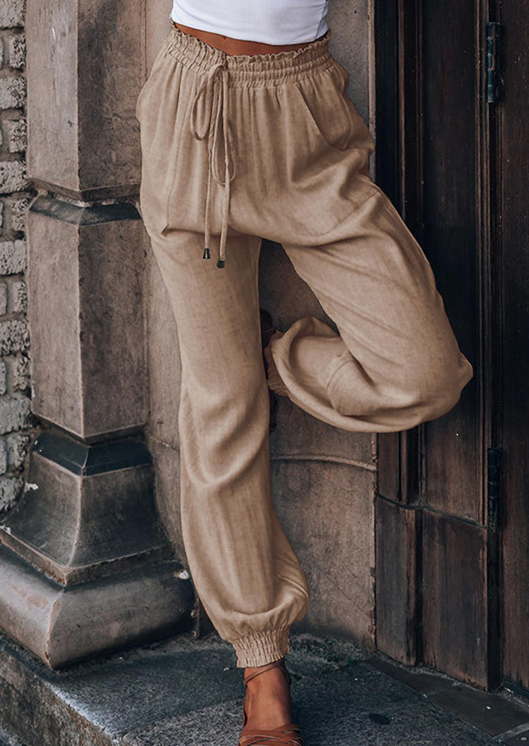 

Pocket Drawstring Harem Pants - Apricot, 527001