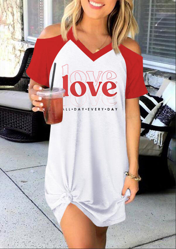 

Valentine Love Cold Shoulder Mini Dress, Multicolor, 527280