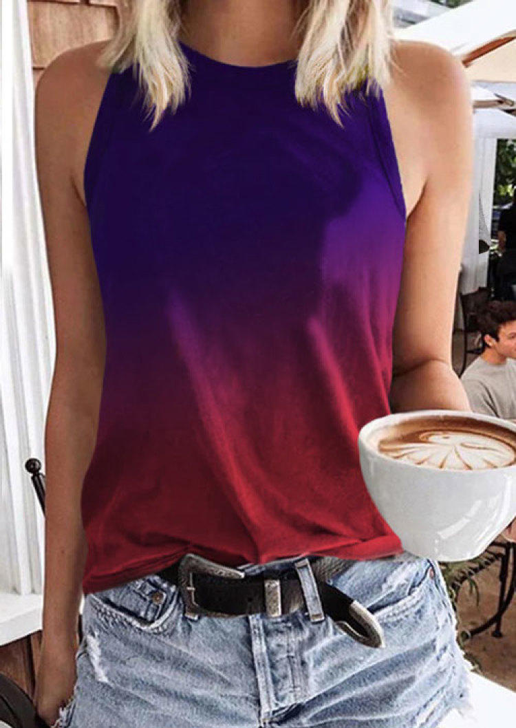 

Gradient O-Neck Sleeveless Tank, Multicolor, SCM000153