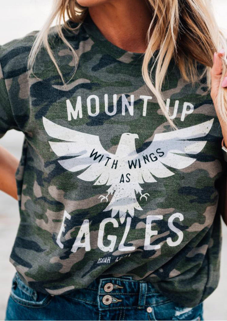 Camouflage Mount Up With Wings As Eagles T-Shirt Tee