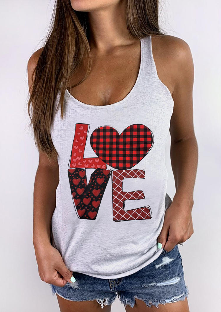 

Valentine Love Heart Plaid Tank - Light Grey, 527066