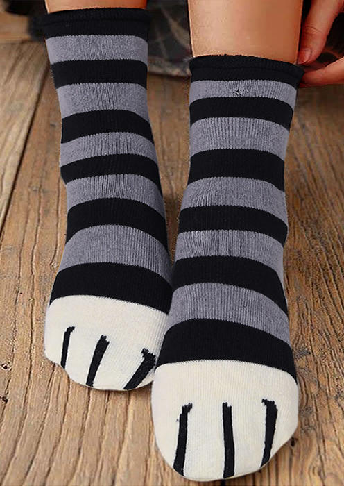 

Cat Paw Polka Dot Crew Socks, Gray, 527077