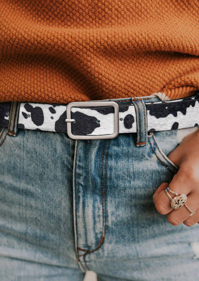 

Cow PU Leather Buckle Belt, Multicolor, 527126