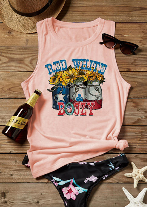 

Red White & Boozy Sunflower Tank - Pink, 527408