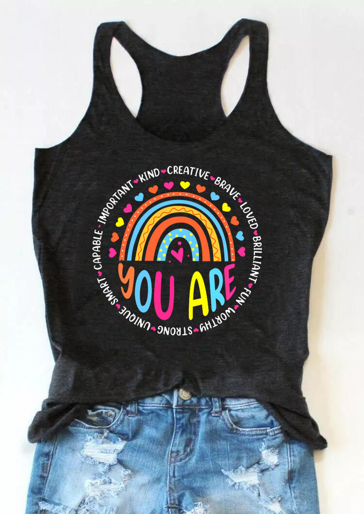 

You Are Kind Brave Rainbow Racerback Tank - Dark Grey, 527420