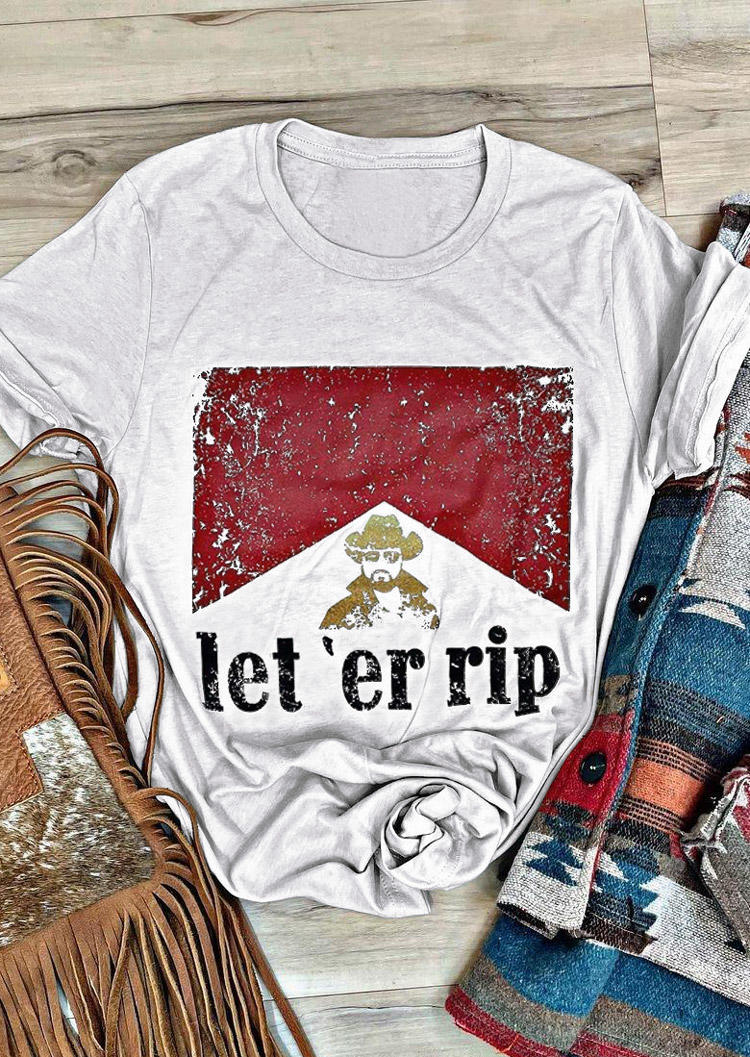 

Let 'er Rip CowBoy T-Shirt Tee - Gray, 527512