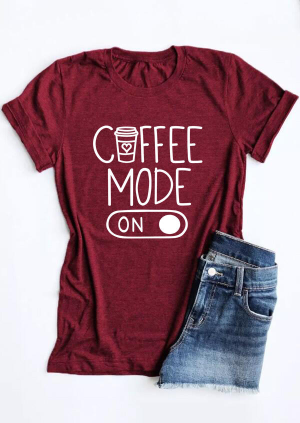 

Coffee Mode On T-Shirt Tee - Burgundy, 527525