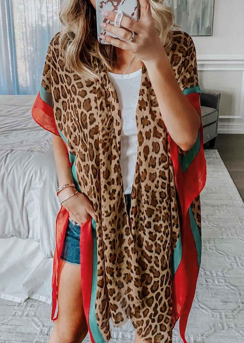 

Color Block Leopard Cardigan, 526866