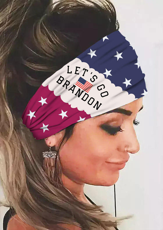 

Let's Go Brandon American Flag Star Wide Headband, Multicolor, 527128