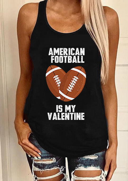 

American Football Is My Valentine Tank - Black, 527491