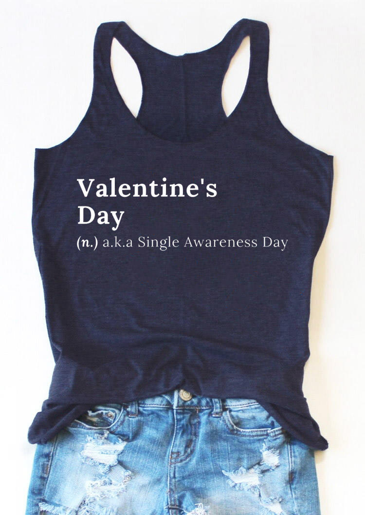 

Valentine' Day Single Awareness Day Racerback Tank - Navy Blue, 527548