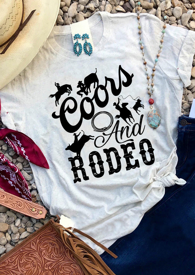 

Coors And Rodeo Cowboy T-Shirt Tee - White, 527680