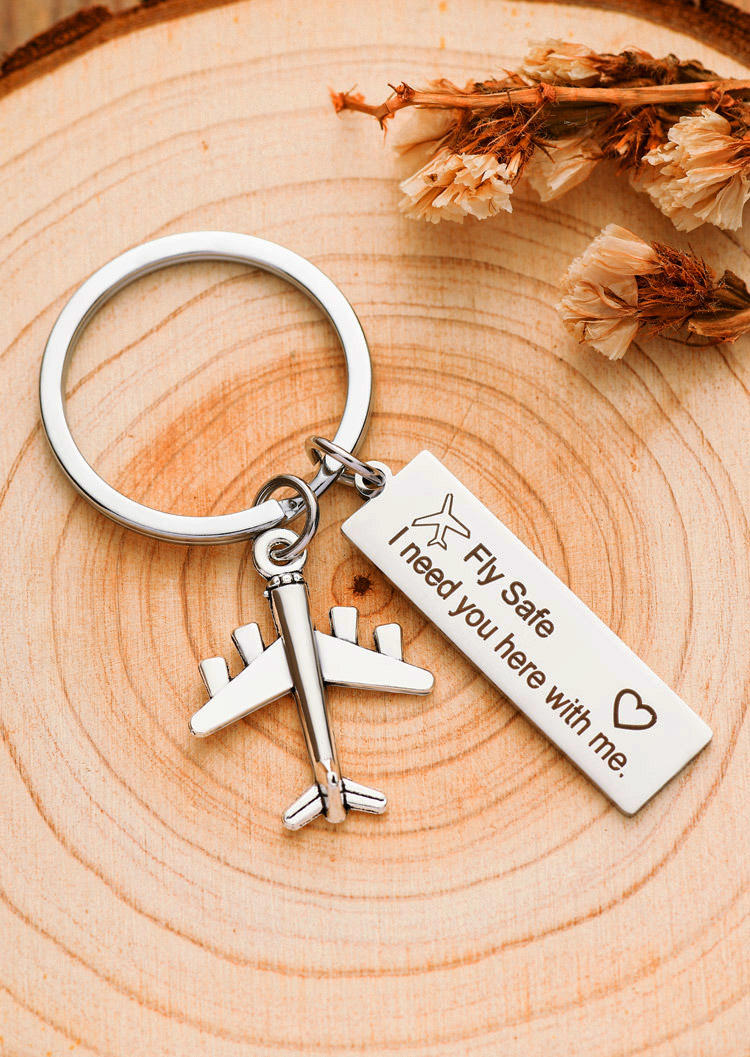 

Fly Safe I Need You Here With Me Keychain, Silver, 527164