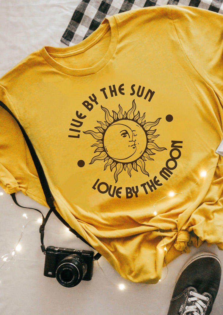 

Live By The Sun Love By The Moon T-Shirt Tee - Yellow, 527553