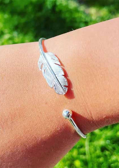 

925 Silver Feather Open Bracelet, 527623