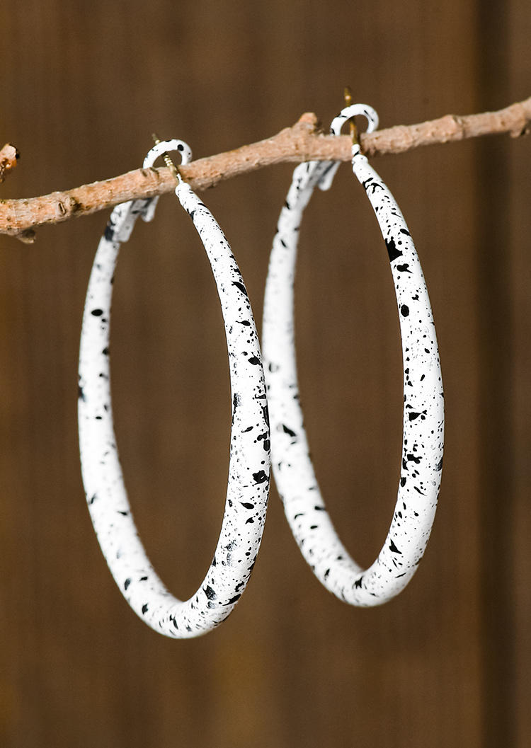 

Marble Cow Printed Round Earrings, Black;white, 526805