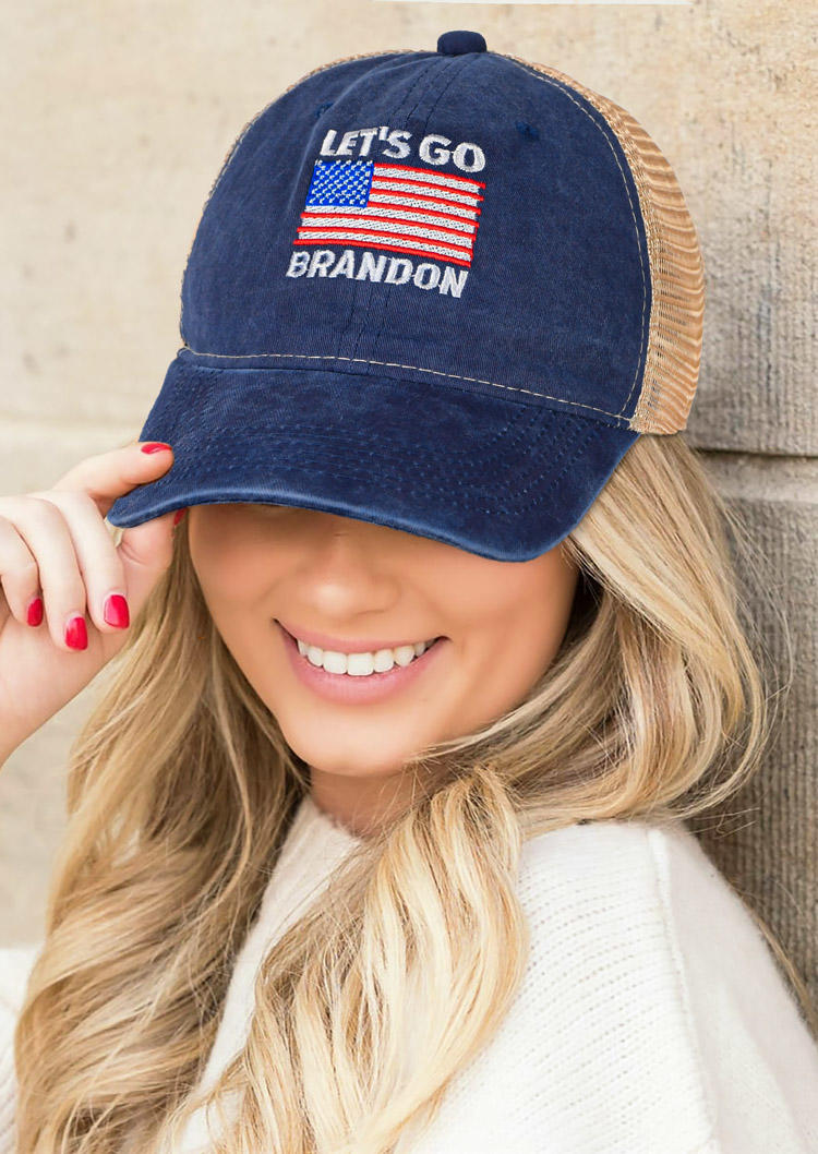 

Let's Go Brandon American Flag Baseball Cap, Deep blue, 527229