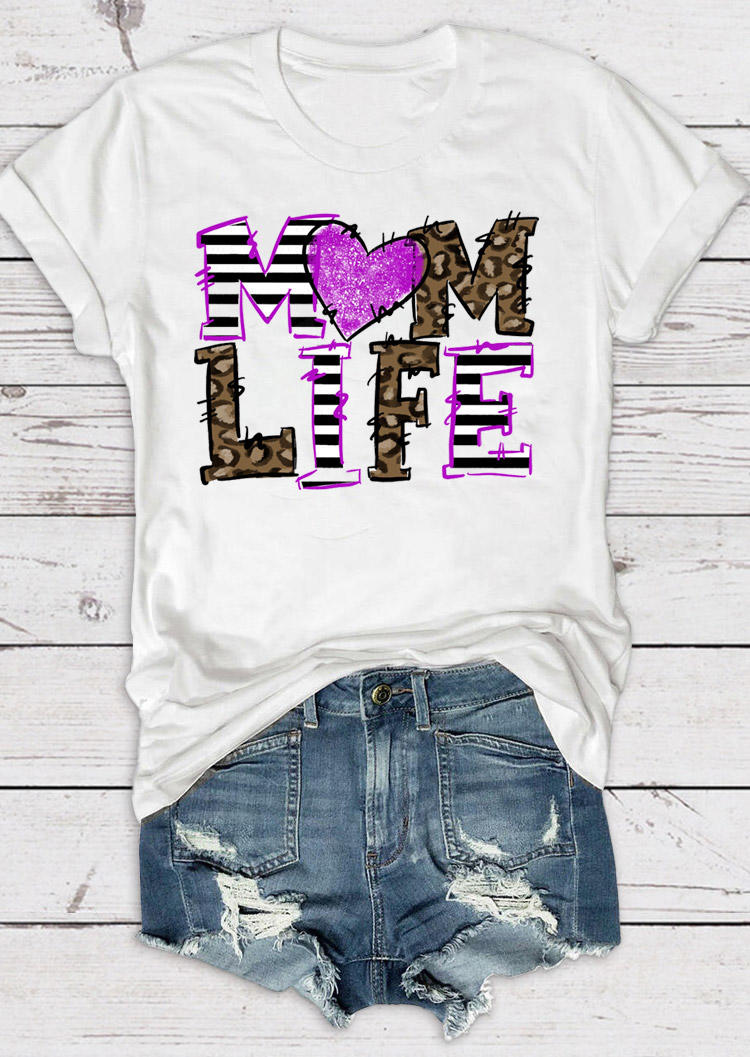 

Leopard Mom Life T-Shirt Tee - White, 527533
