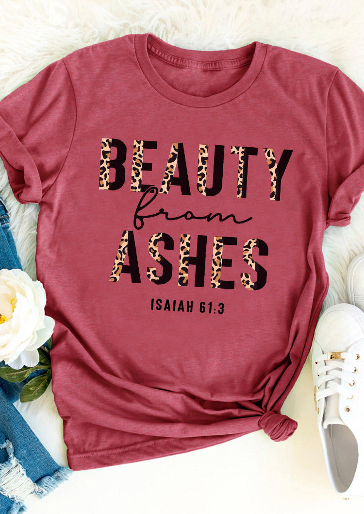 

Beauty From Ashes Leopard T-Shirt Tee - Brick Red, 527963