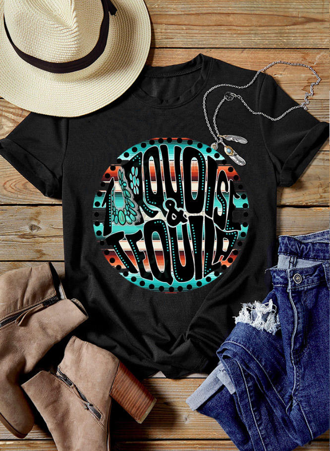 

Turquoise And Tequila T-Shirt Tee - Black, 527968