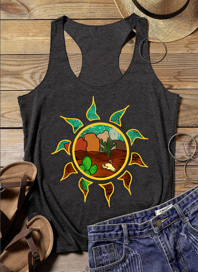 

Cactus Sun Racerback Tank - Dark Grey, Gray, 526276