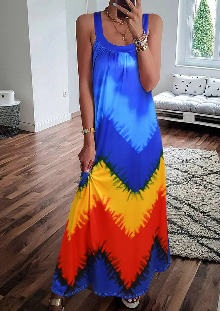 

Tie Dye Spaghetti Strap Maxi Dress - Blue, 526603