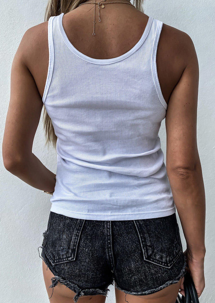 Lace Up Sleeveless Casual Tank - White