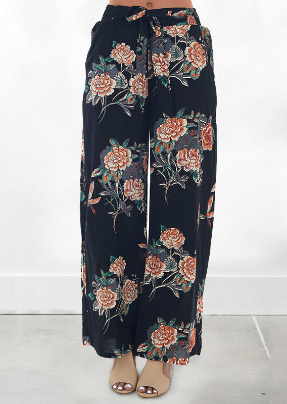 

Floral Pocket Wide Leg Pants, Multicolor, 527129