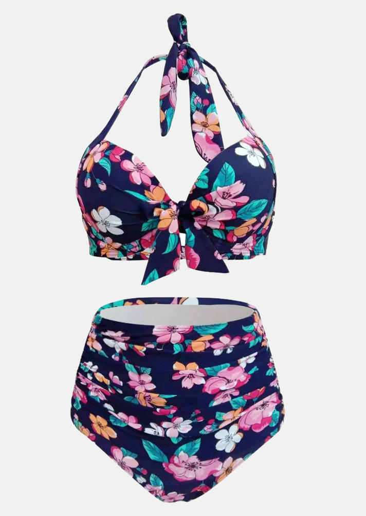 Floral Halter Tie Bikini Set