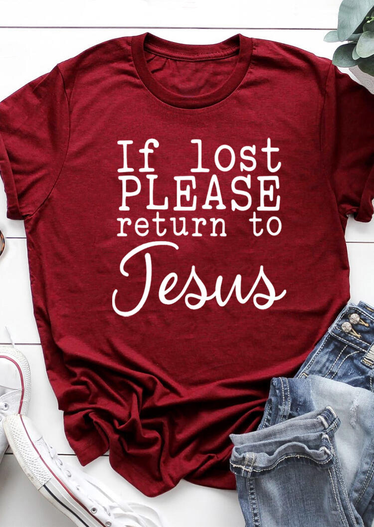 

If Lost Please Return To Jesus T-Shirt Tee - Burgundy, 527915
