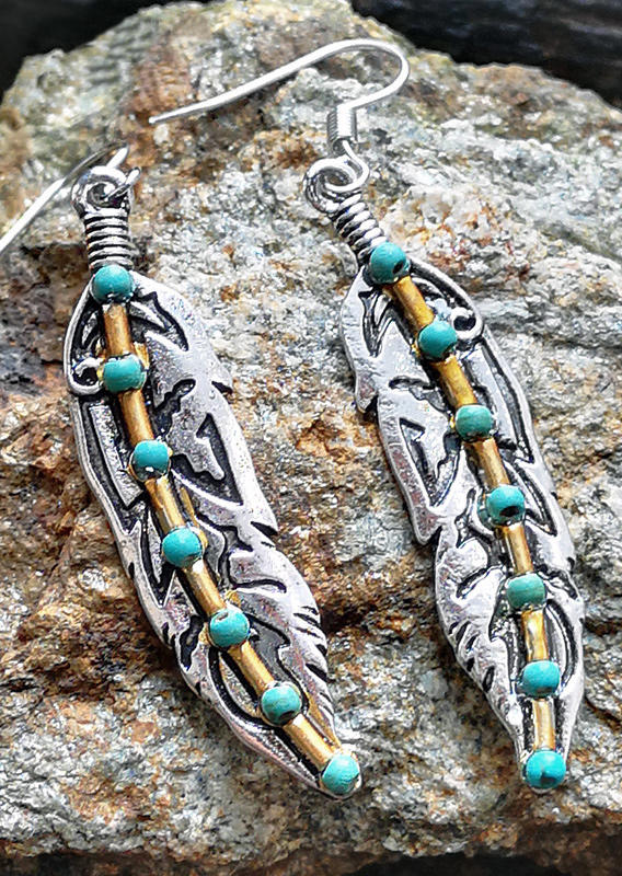 

Turquoise Hook Alloy Earrings, Silver, 528034