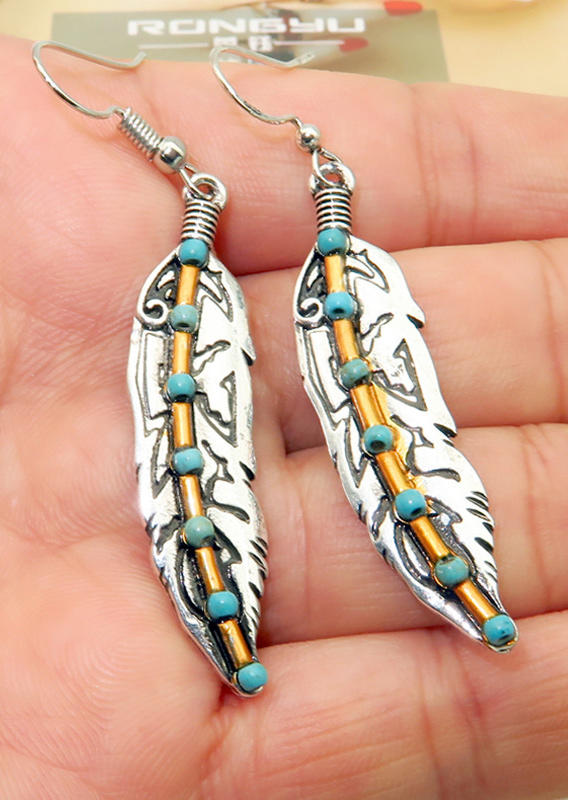 Turquoise Hook Alloy Earrings