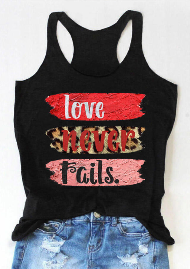 

Love Never Fails Leopard Racerback Tank - Black, 528065
