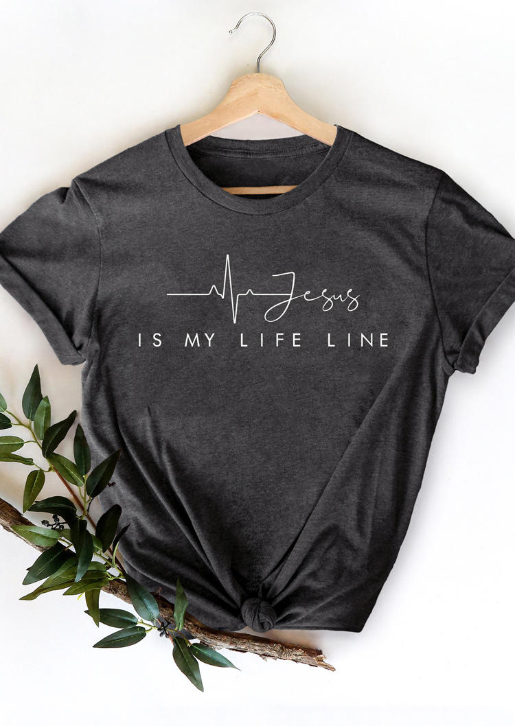 

Jesus Is My Life Line T-Shirt Tee - Dark Grey, 528013